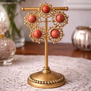 Vintage Sarah Coventry Valencia Cabochon Wreath Brooch Gold Tone Filigree Pin